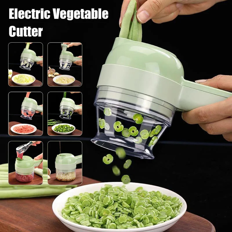 Kitchen Gadgets Vegetable Chopper - Coupe-légumes électrique 4 en 1, éplucheur,